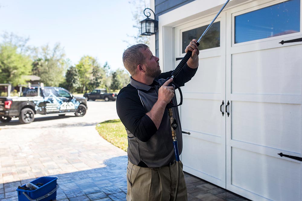 Pressure Washing the House