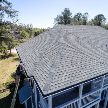 Gutter Cleaning Top View Above the House